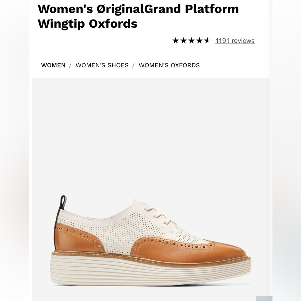 Cole Haan Women's ØriginalGrand Platform Wingtip Oxfords